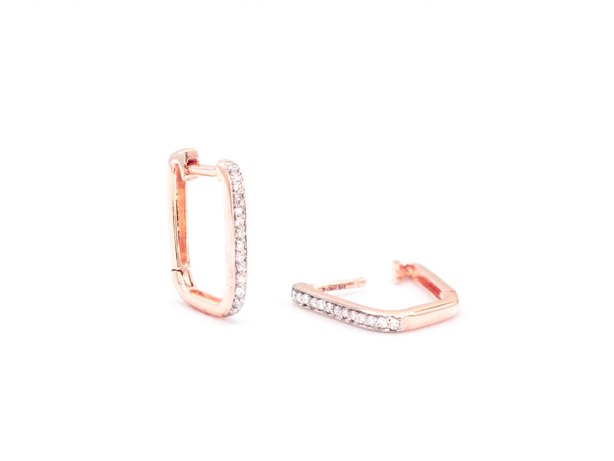 U-Shaped Diamond Hoop Earrings