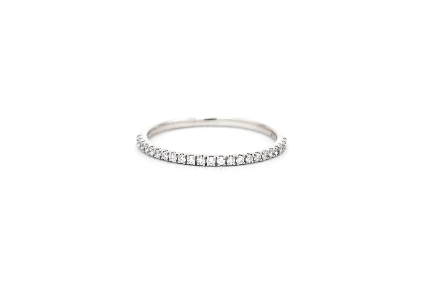 14k white gold, lab diamond eternity ring, front view