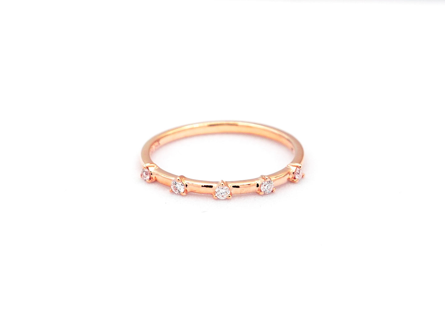 14k rose gold, lab diamond ring, front view