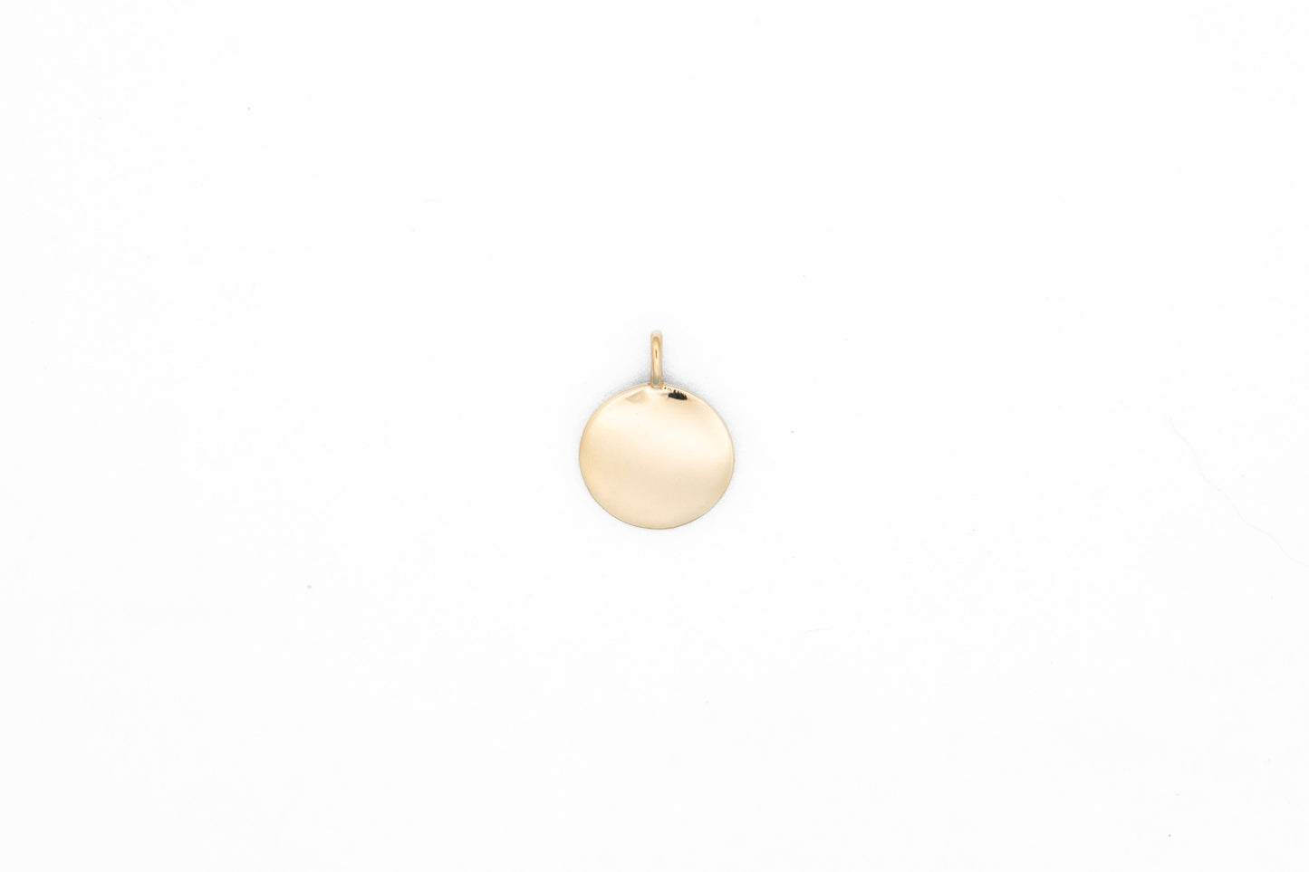 Minimal Circle Solid Gold Engravable Pendant