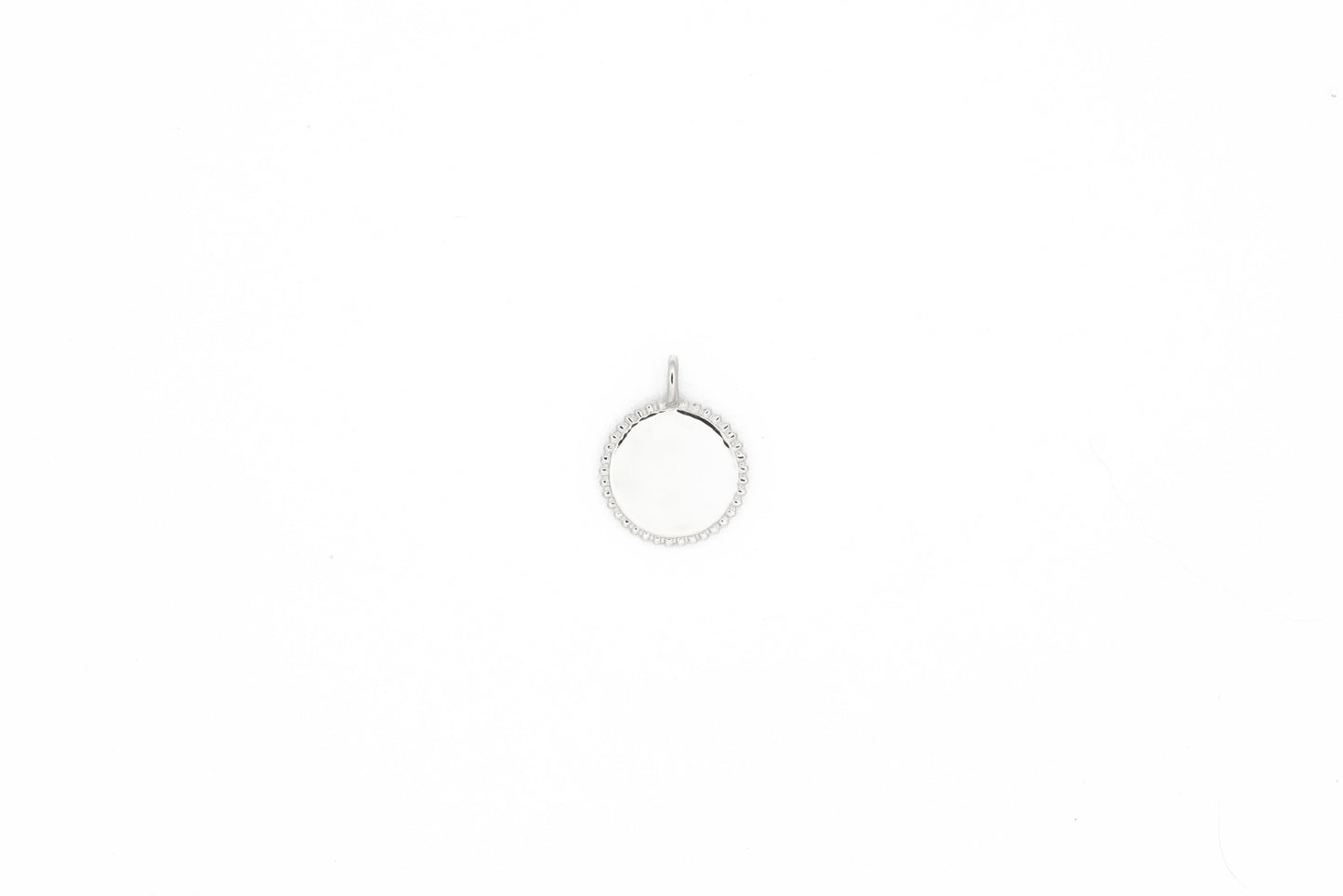 Beaded Circle Solid Gold Engravable Pendant
