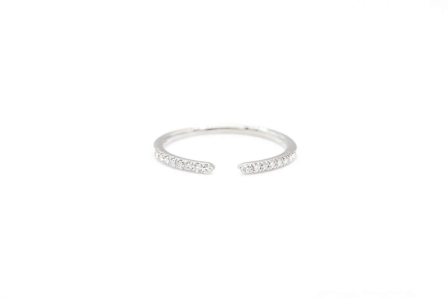white gold pave diamond cuff ring, front view