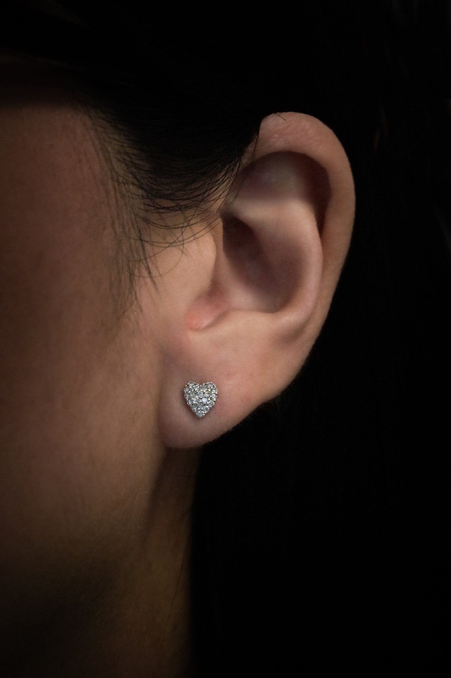Pavé Diamond Heart Stud Earrings