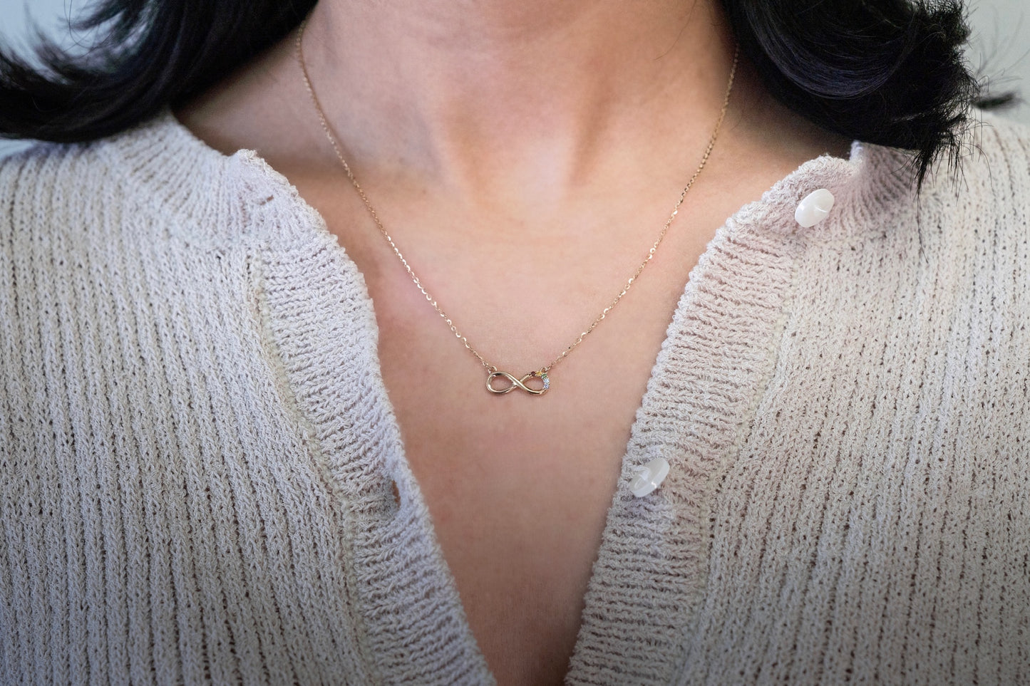 Rainbow Infinity Moissanite Solid Gold Pendant with 18 Inch Chain