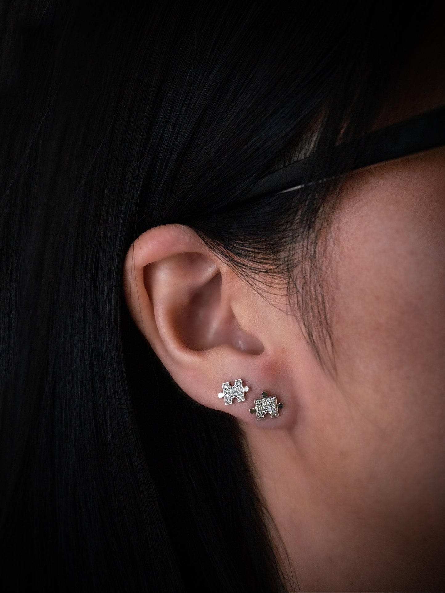 Puzzle Pieces Diamond Stud Earrings