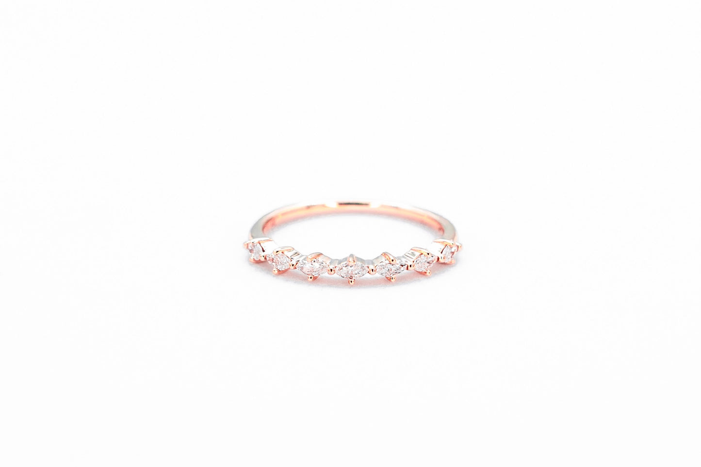 rose gold marquise diamond ring front view