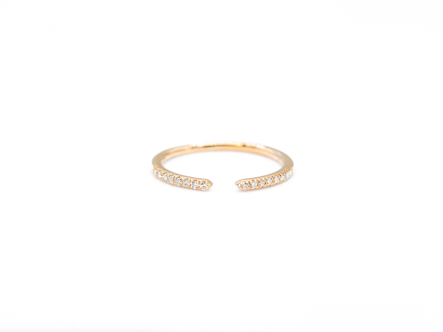 yellow gold pave diamond cuff ring, front view