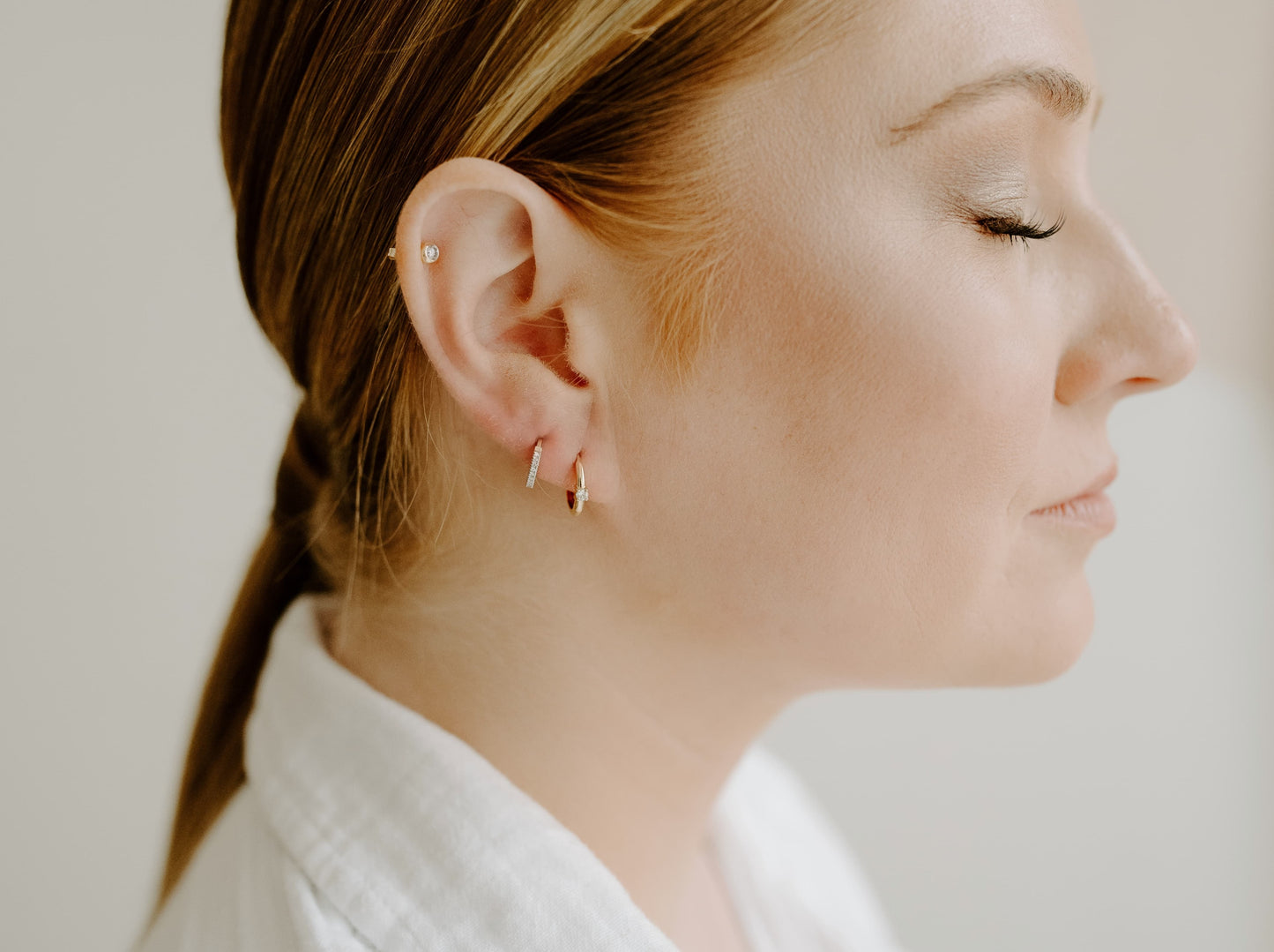Single Diamond Hoop Earring