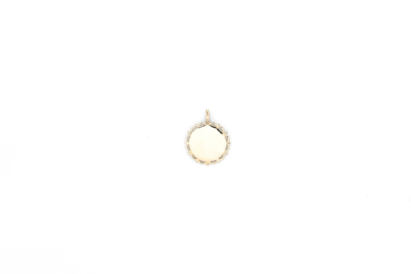 Vintage Circle Solid Gold Engravable Pendant