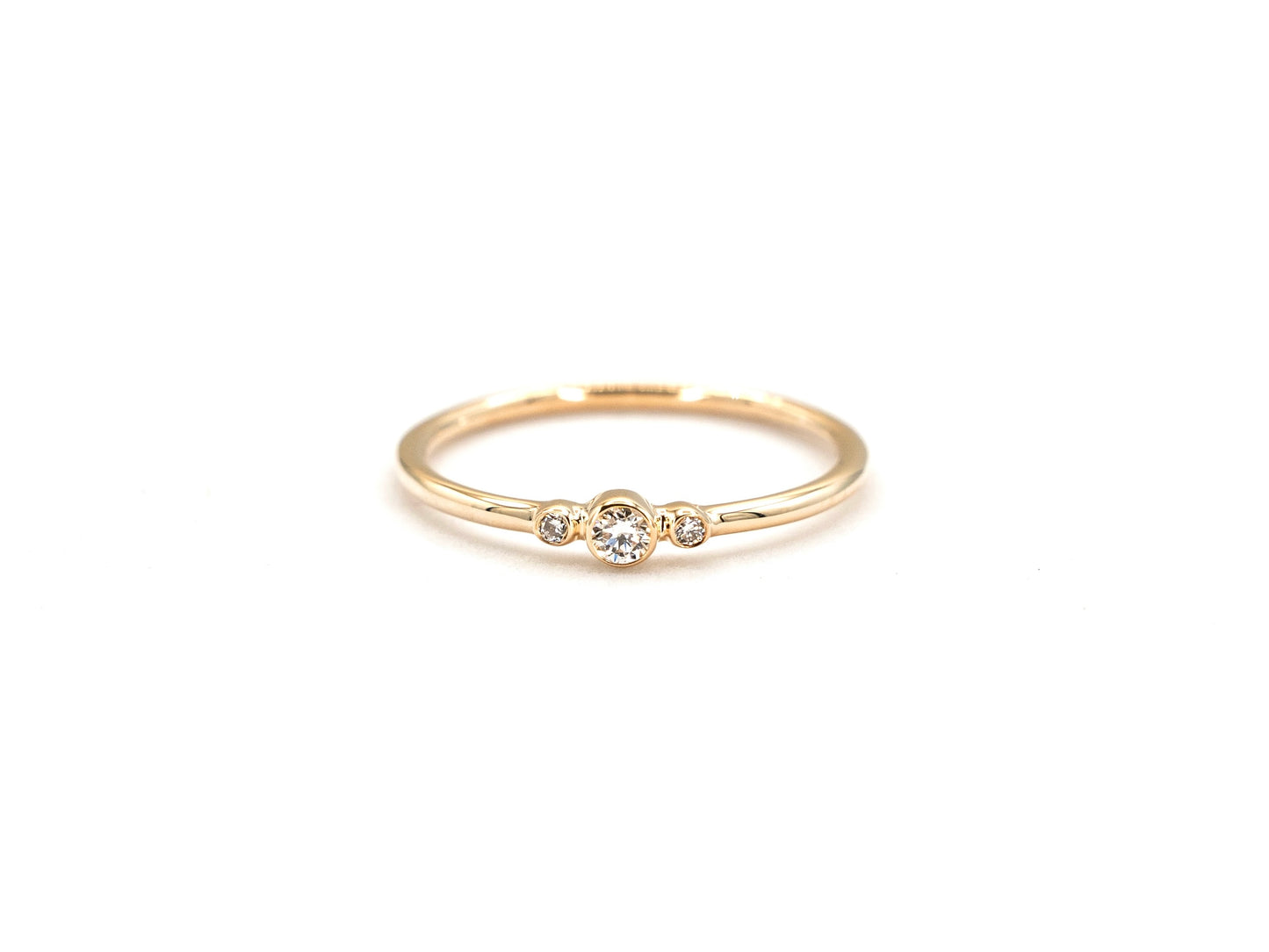 14k yellow gold, lab diamond, bezel set, front view
