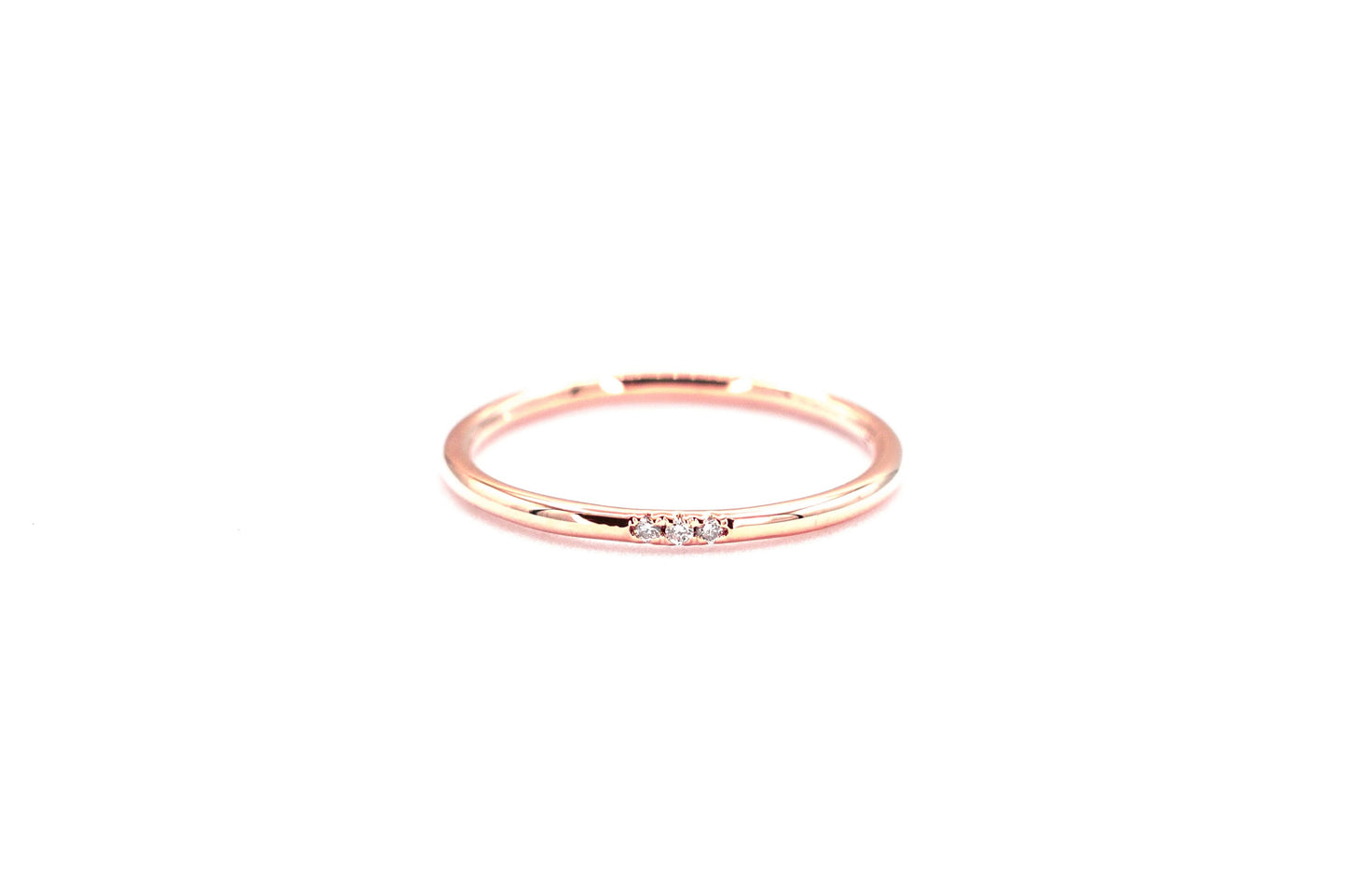 14k rose gold, lab diamond, ring, band, front view