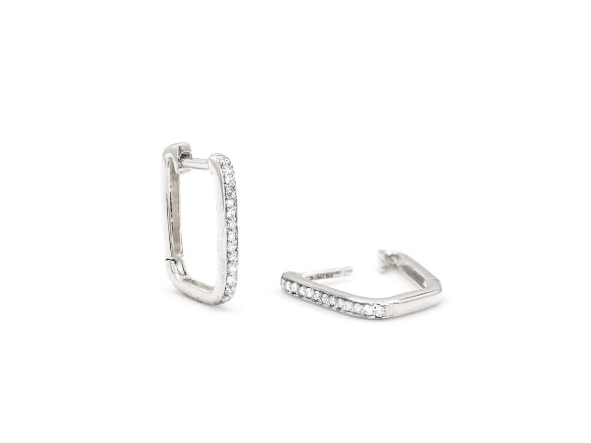 U-Shaped Diamond Hoop Earrings
