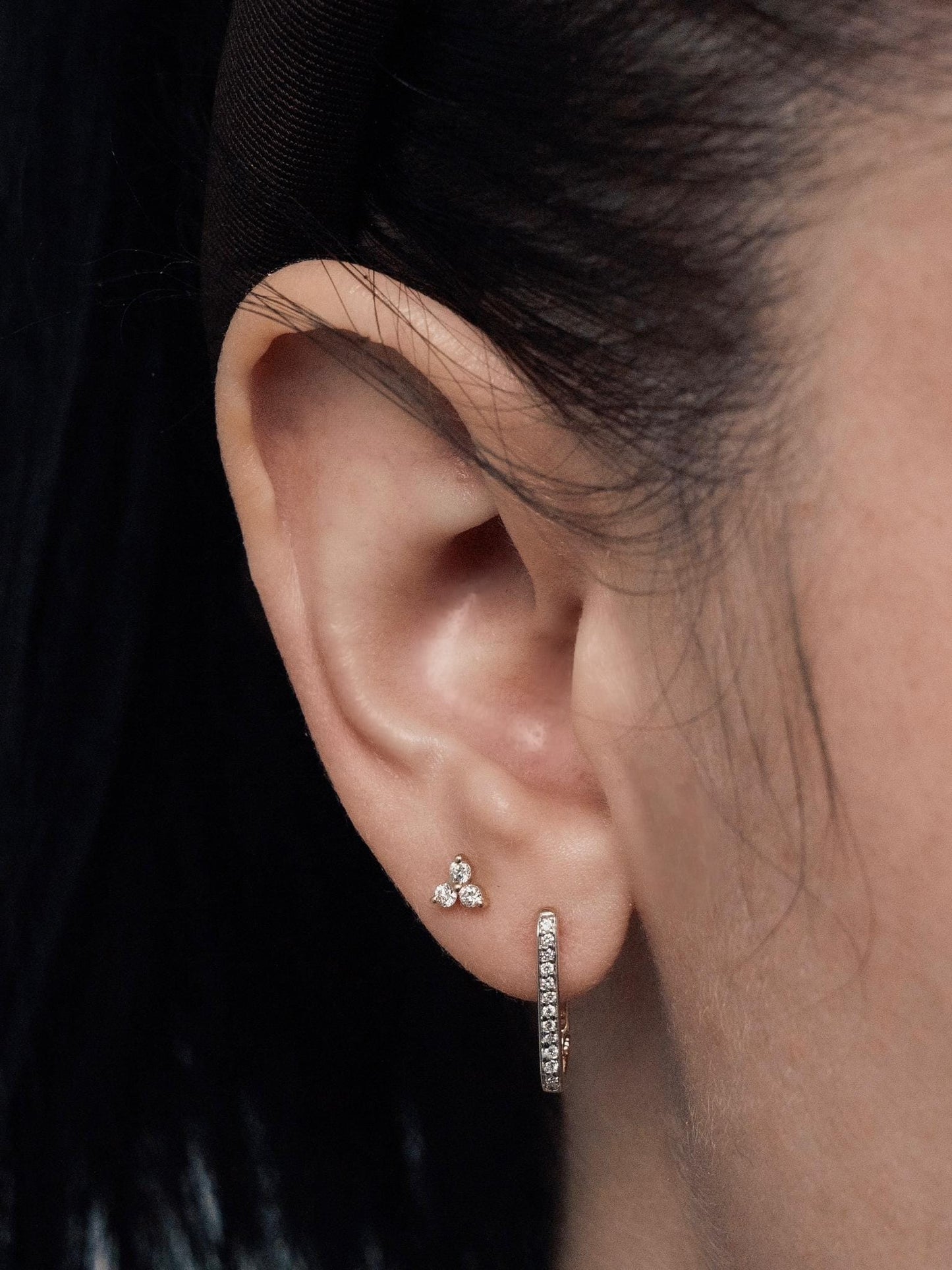 U-Shaped Diamond Hoop Earrings