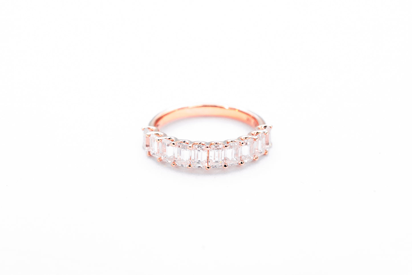 Half Eternity Emerald Cut Band 4mm Wide