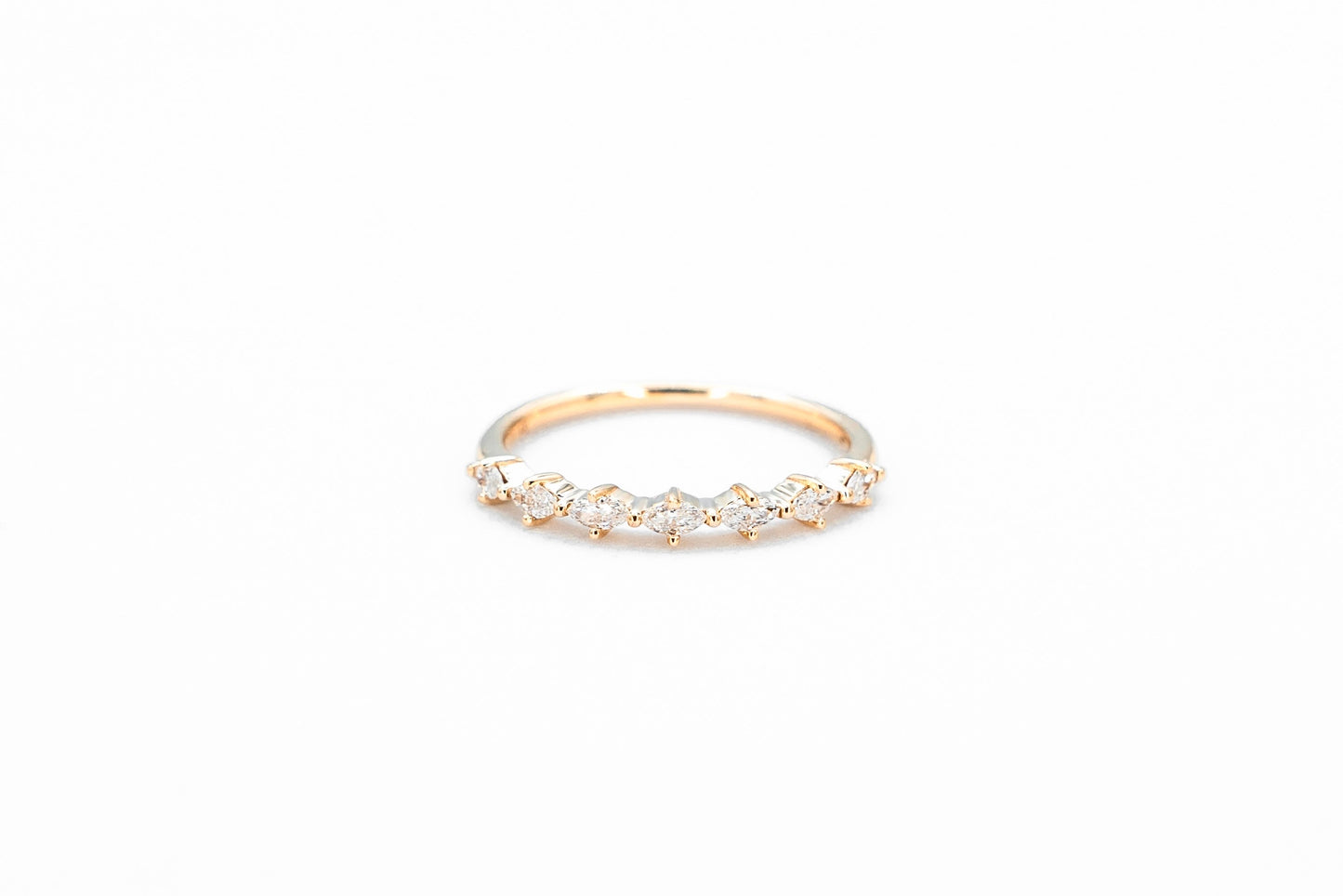 Yellow gold marquise diamond ring front view