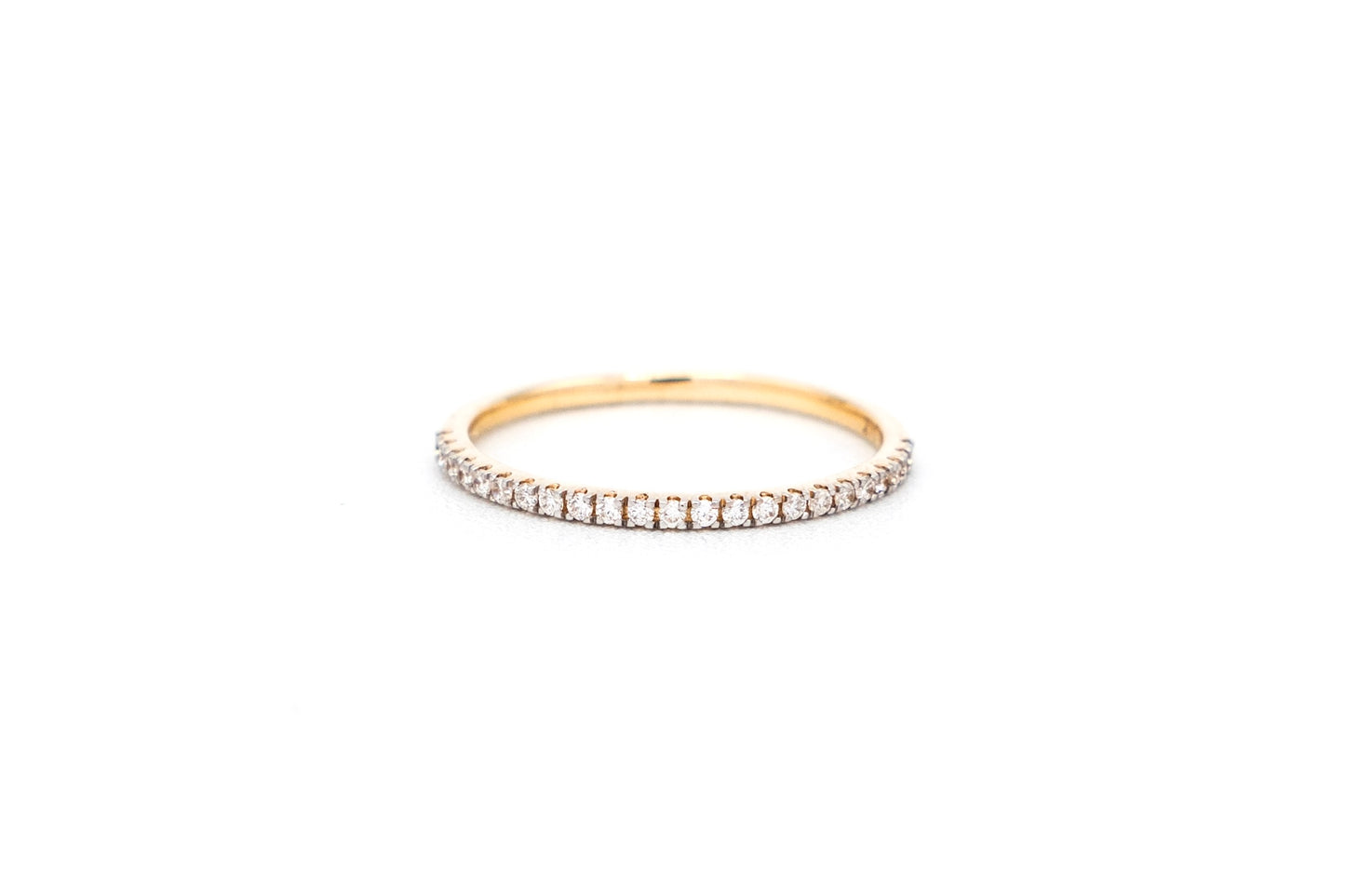 14k yellow gold, lab diamond eternity ring, front view
