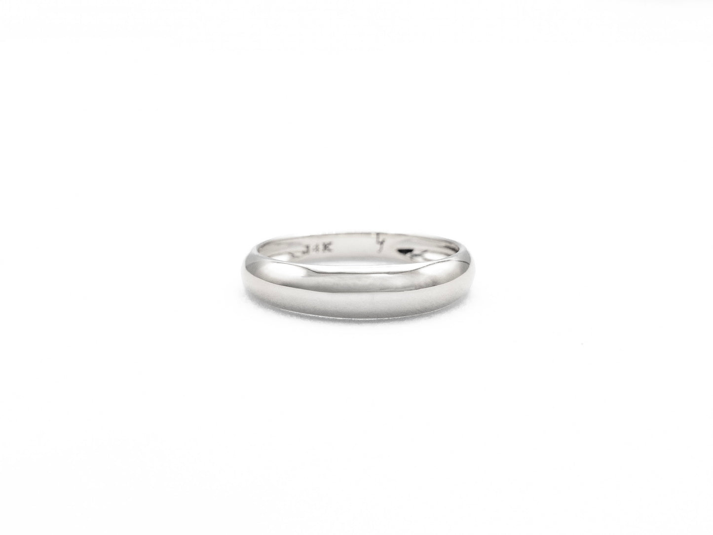 white gold dome ring, front view