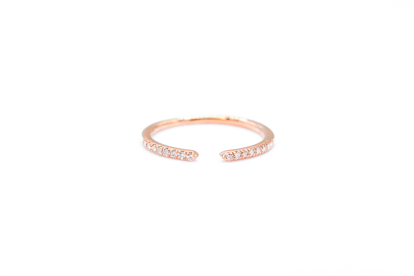 rose gold pave diamond cuff ring, front view