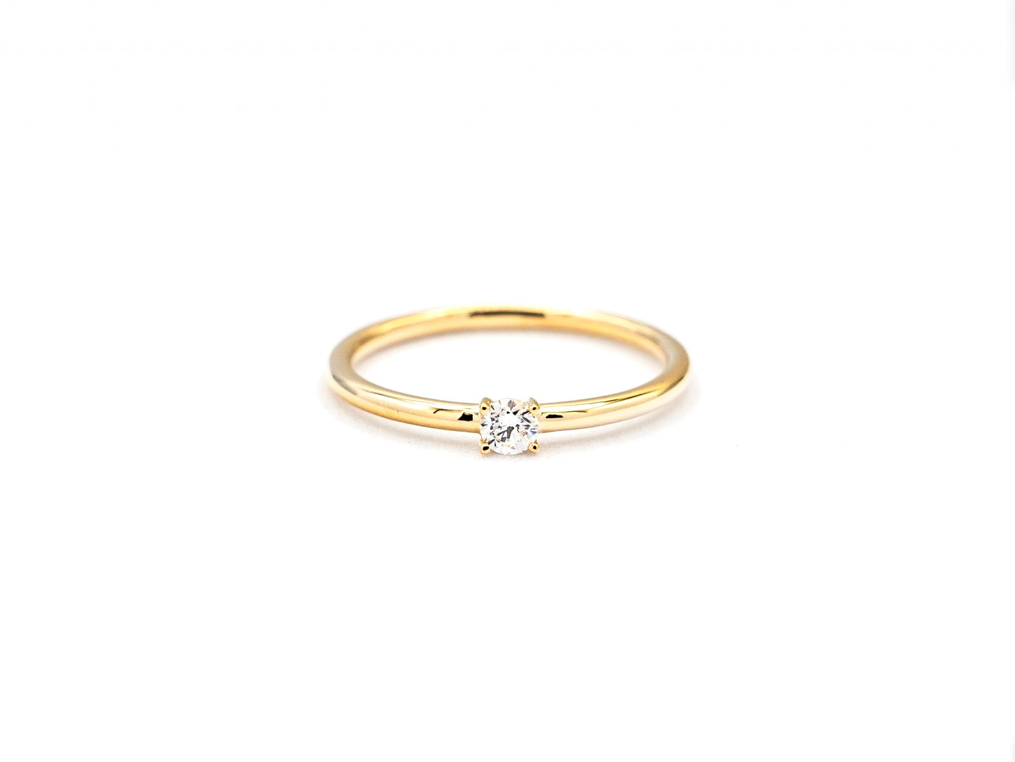 14k yellow gold, solitaire lab diamond ring, front view
