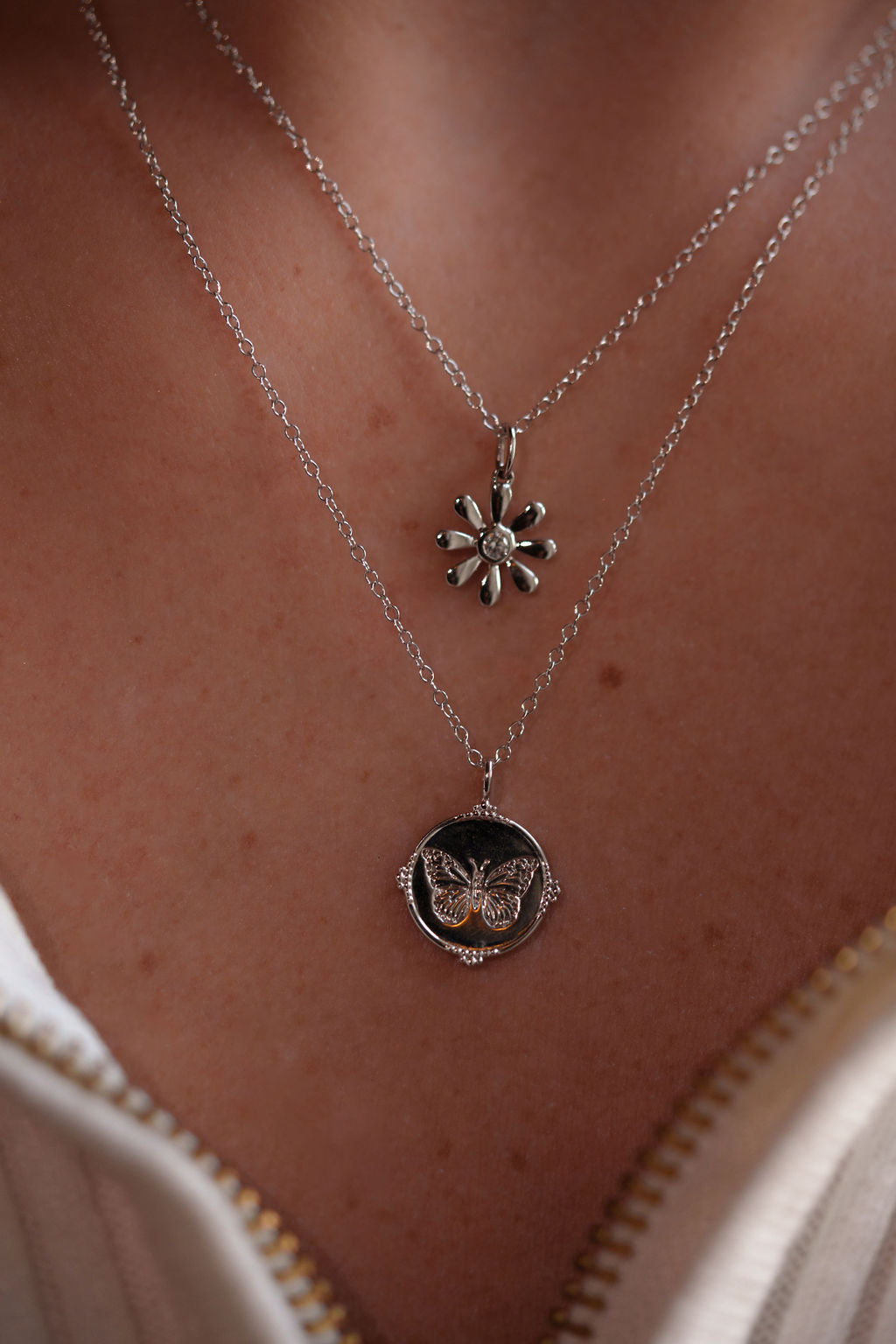 Solid gold, vintage butterfly coin medallion pendant