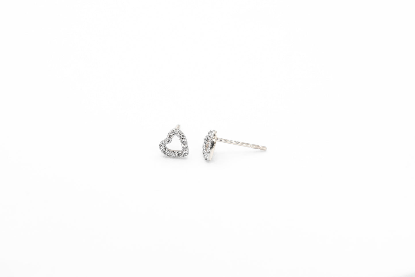 Open Heart Diamond Stud Earrings
