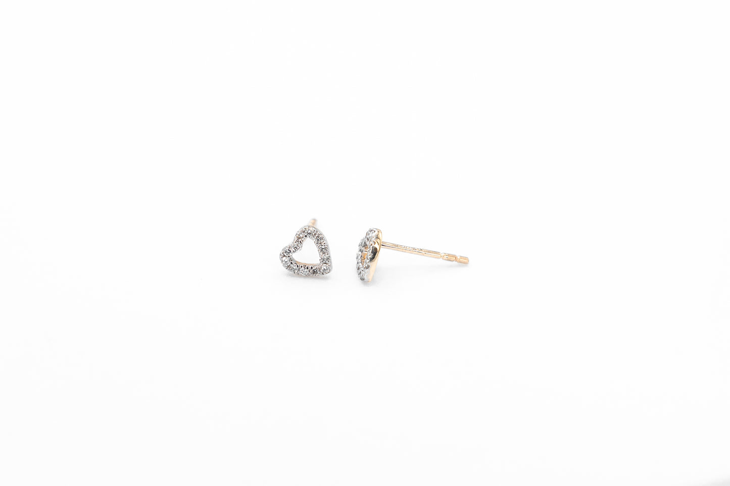 Open Heart Diamond Stud Earrings