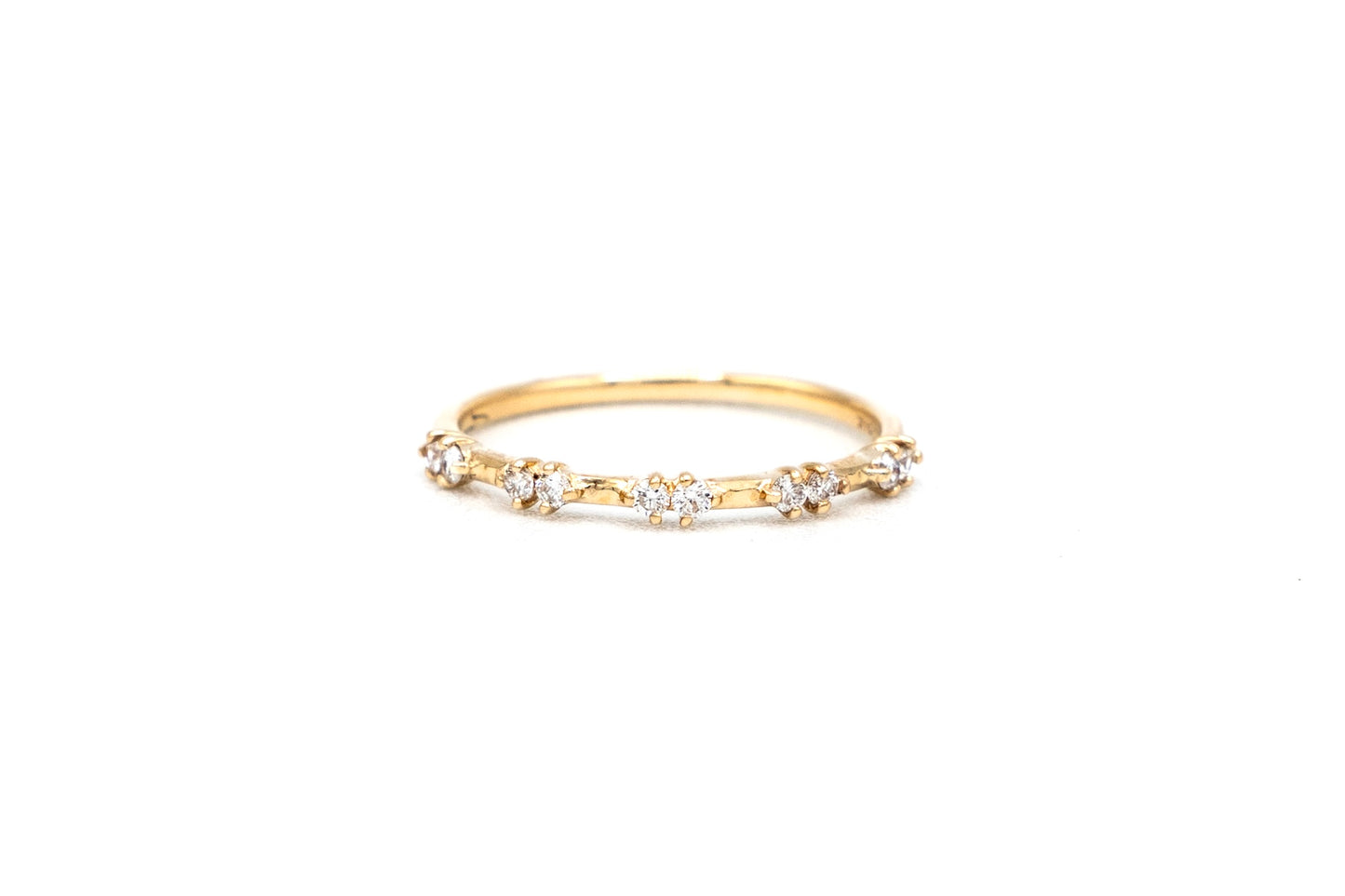 14k yellow gold, lab diamond, stacking band, front view