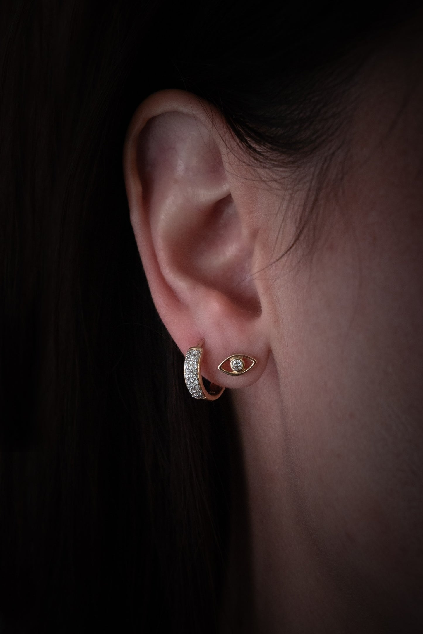 Evil Eye Diamond Stud