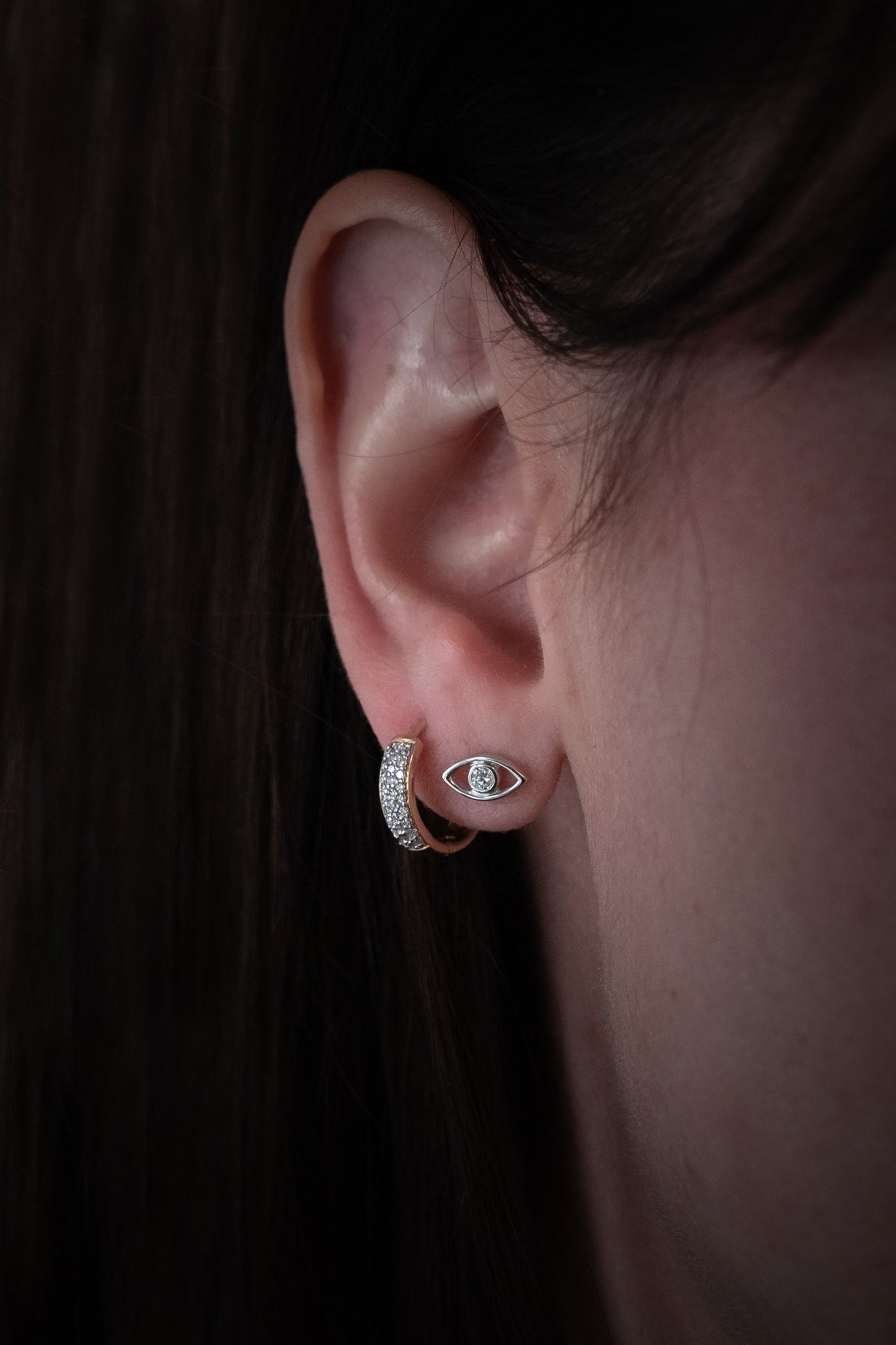 Evil Eye Diamond Stud