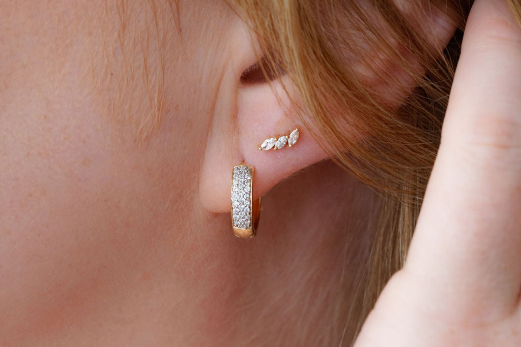 3-Stone Marquise Climber Stud Earring