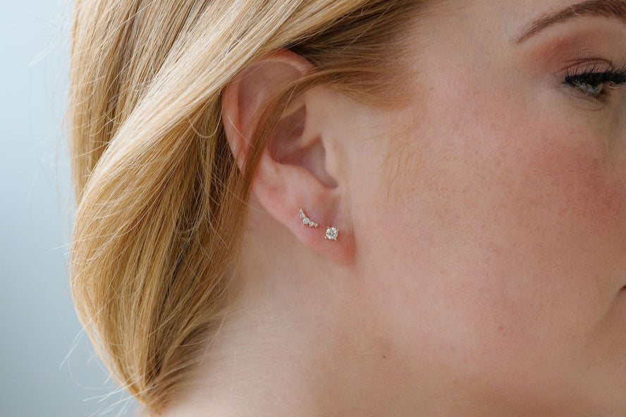 5-Stone Round Diamond Climber Stud Earring