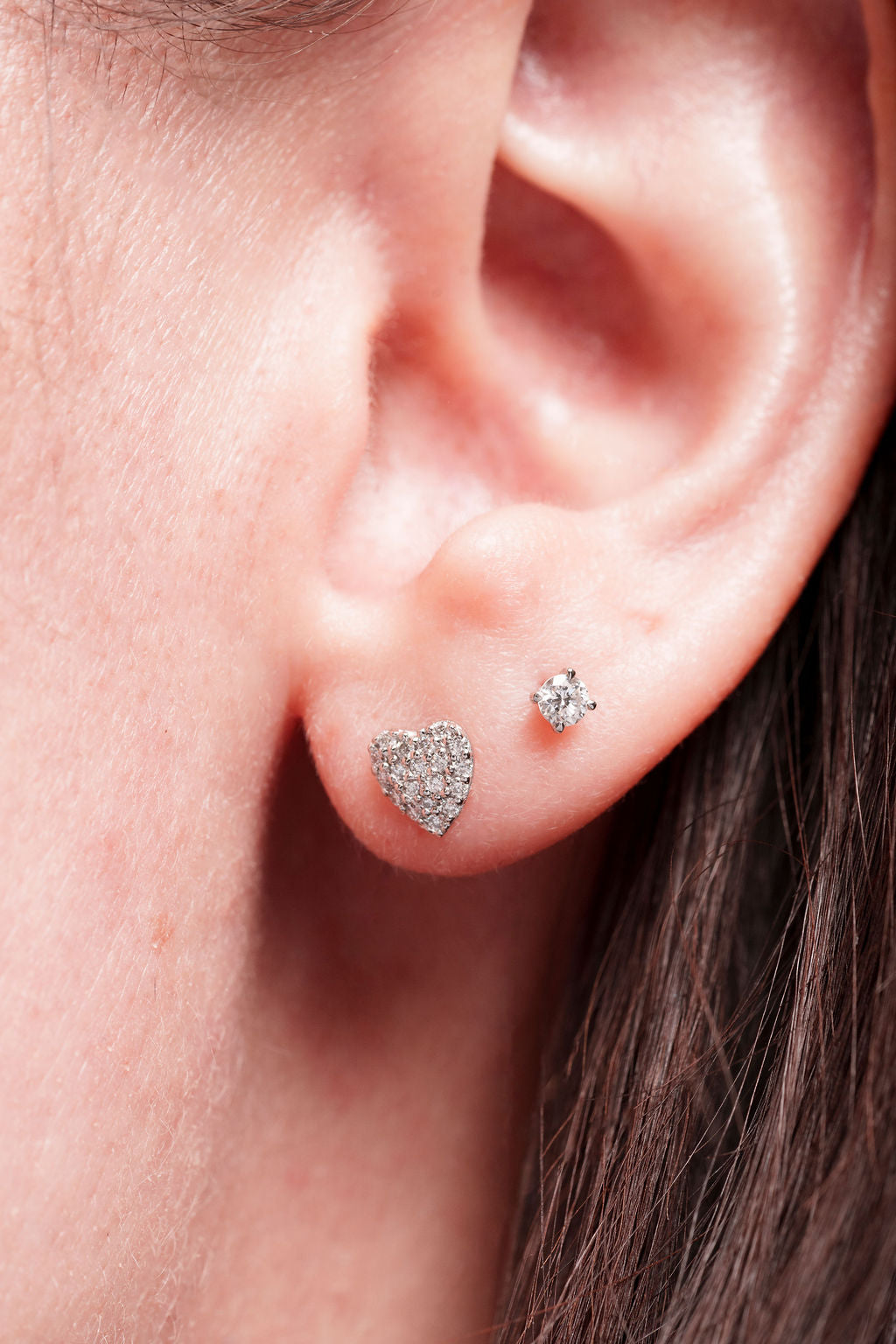 Pavé Diamond Heart Stud Earrings