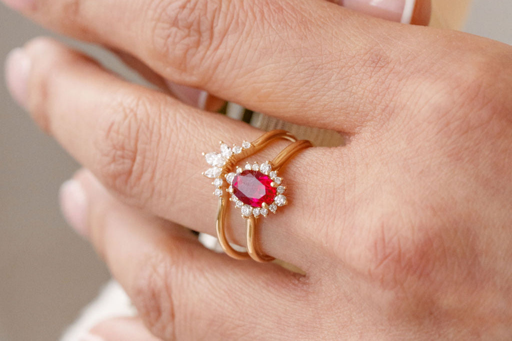 Marquise and Round Diamond Curve Band