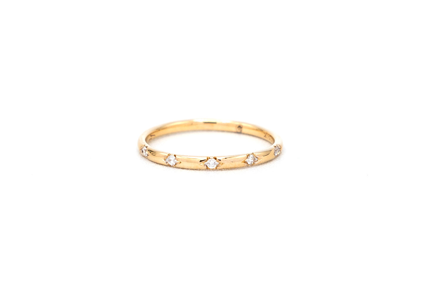 14k yellow gold, North Star, lab diamond, stacking ring, front view