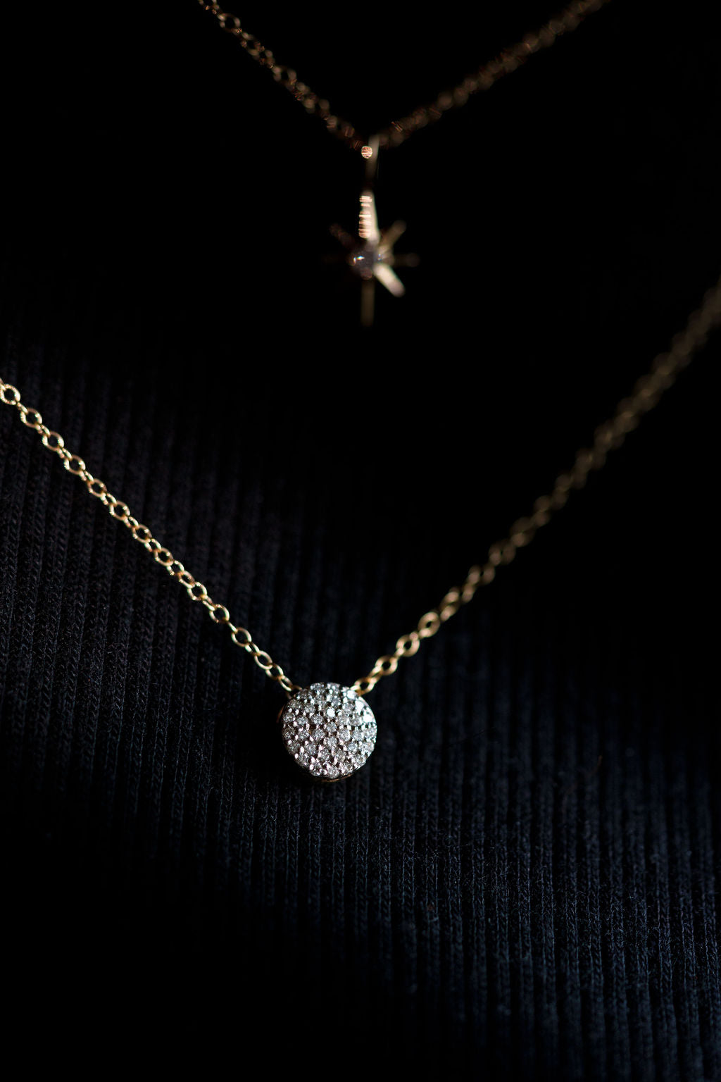 Pave set diamond circle 14k gold slider pendant