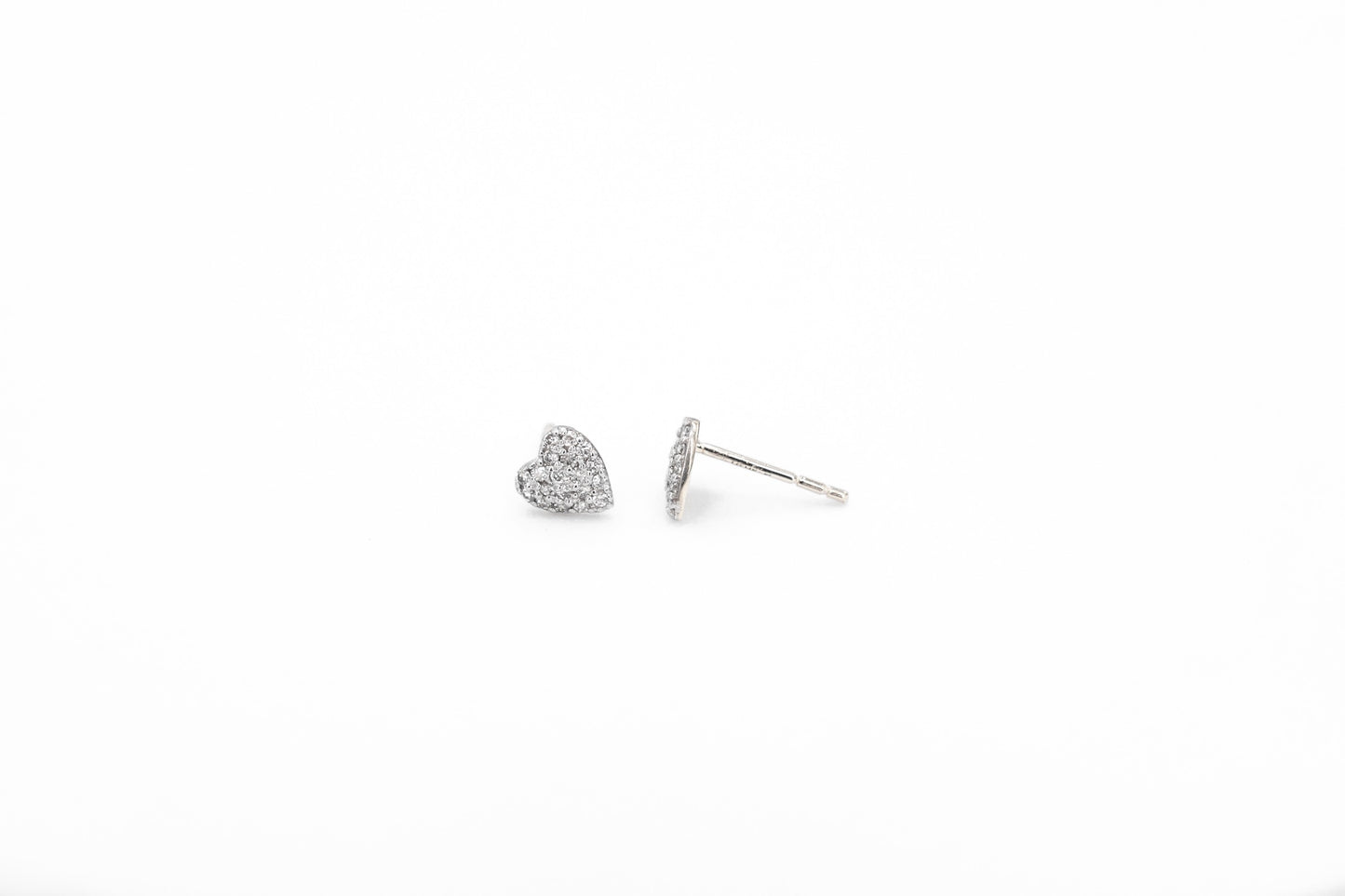 Pavé Diamond Heart Stud Earrings