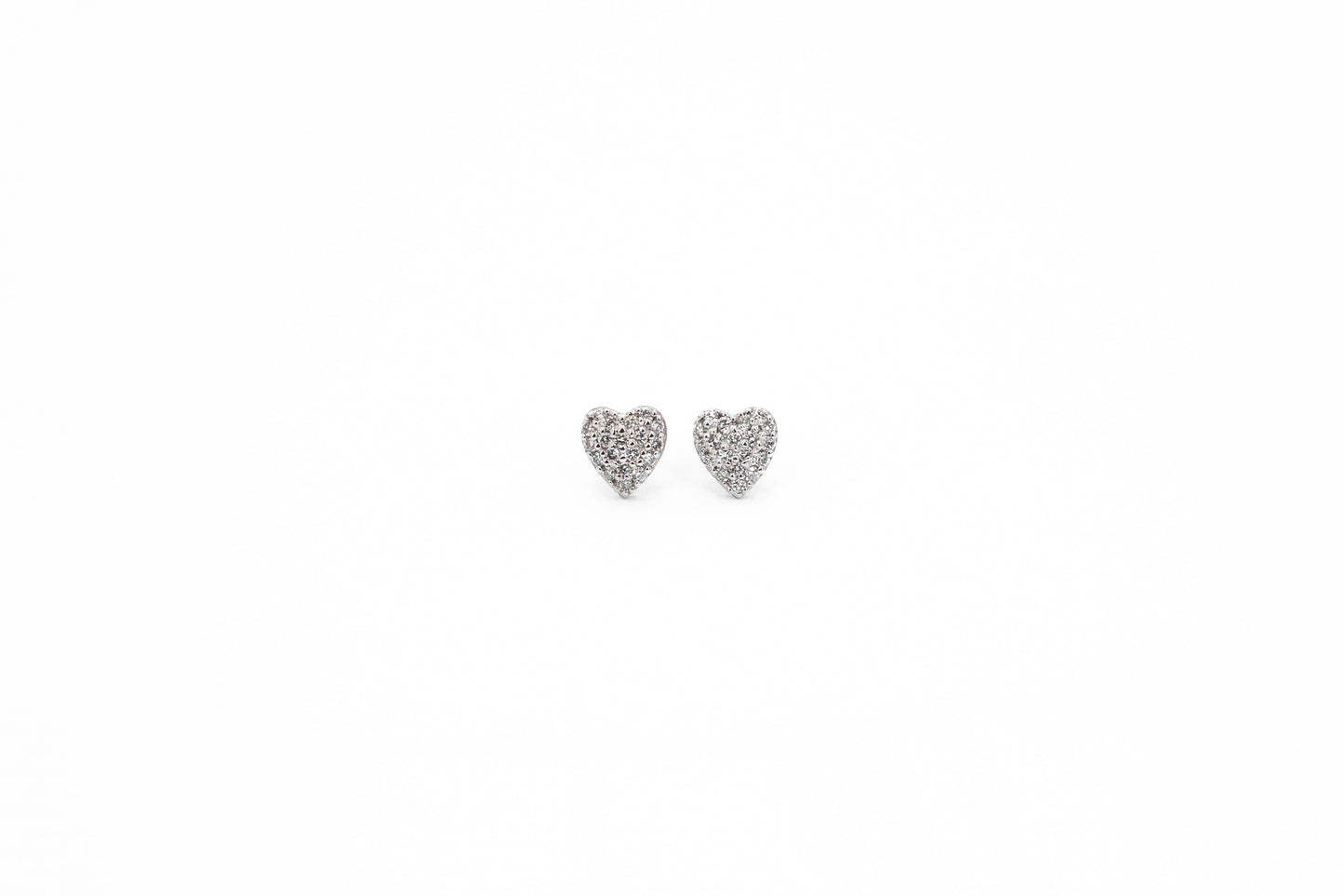 Pavé Diamond Heart Stud Earrings