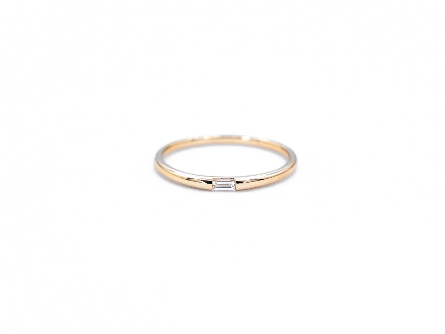 yellow gold baguette diamond ring, front view