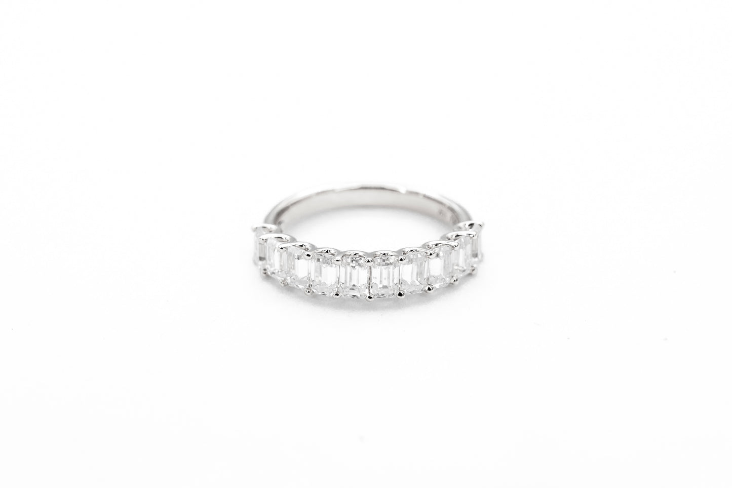 Half Eternity Emerald Cut Band 4mm Wide