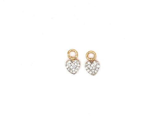 14k yellow gold, lab diamond, heart earring charms