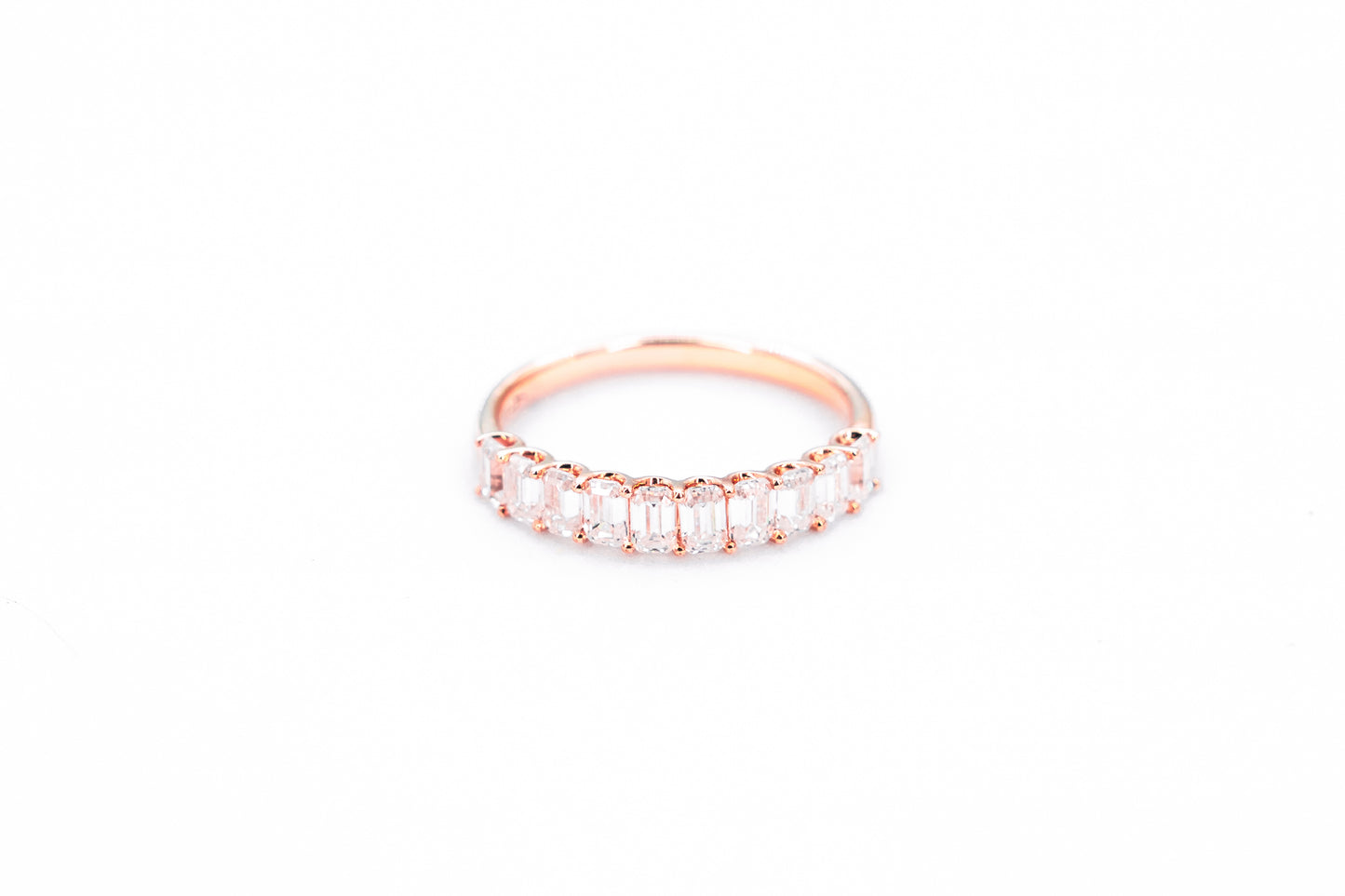 Half Eternity Emerald Cut Band 3.1mm Wide