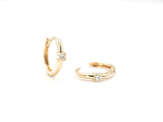 Single Diamond Hoop Earring