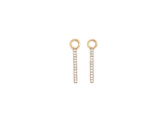 14k yellow gold, lab diamond bar earring charm, top view