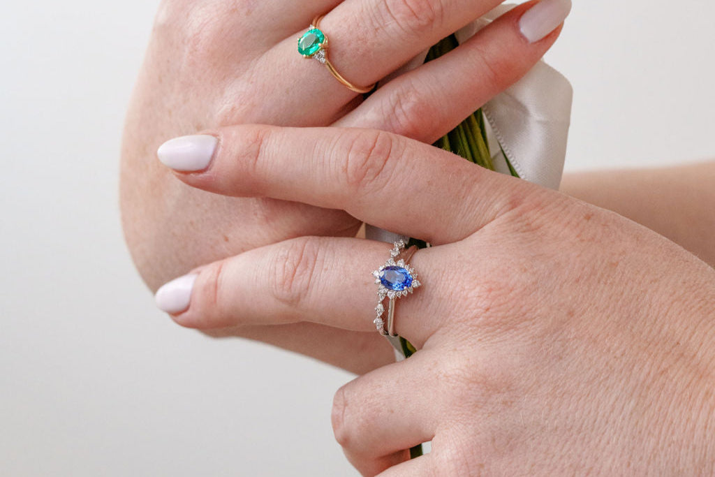Vintage Inspired Oval Sapphire With Diamond Surround Ring