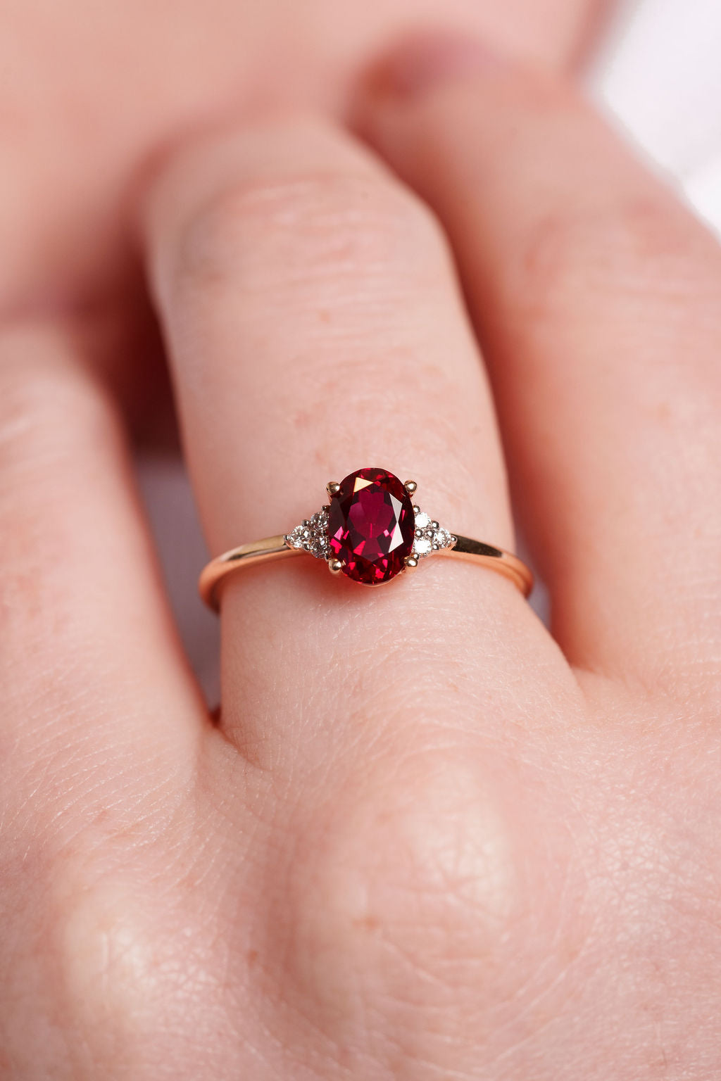 Oval Ruby With Accent Diamonds Ring