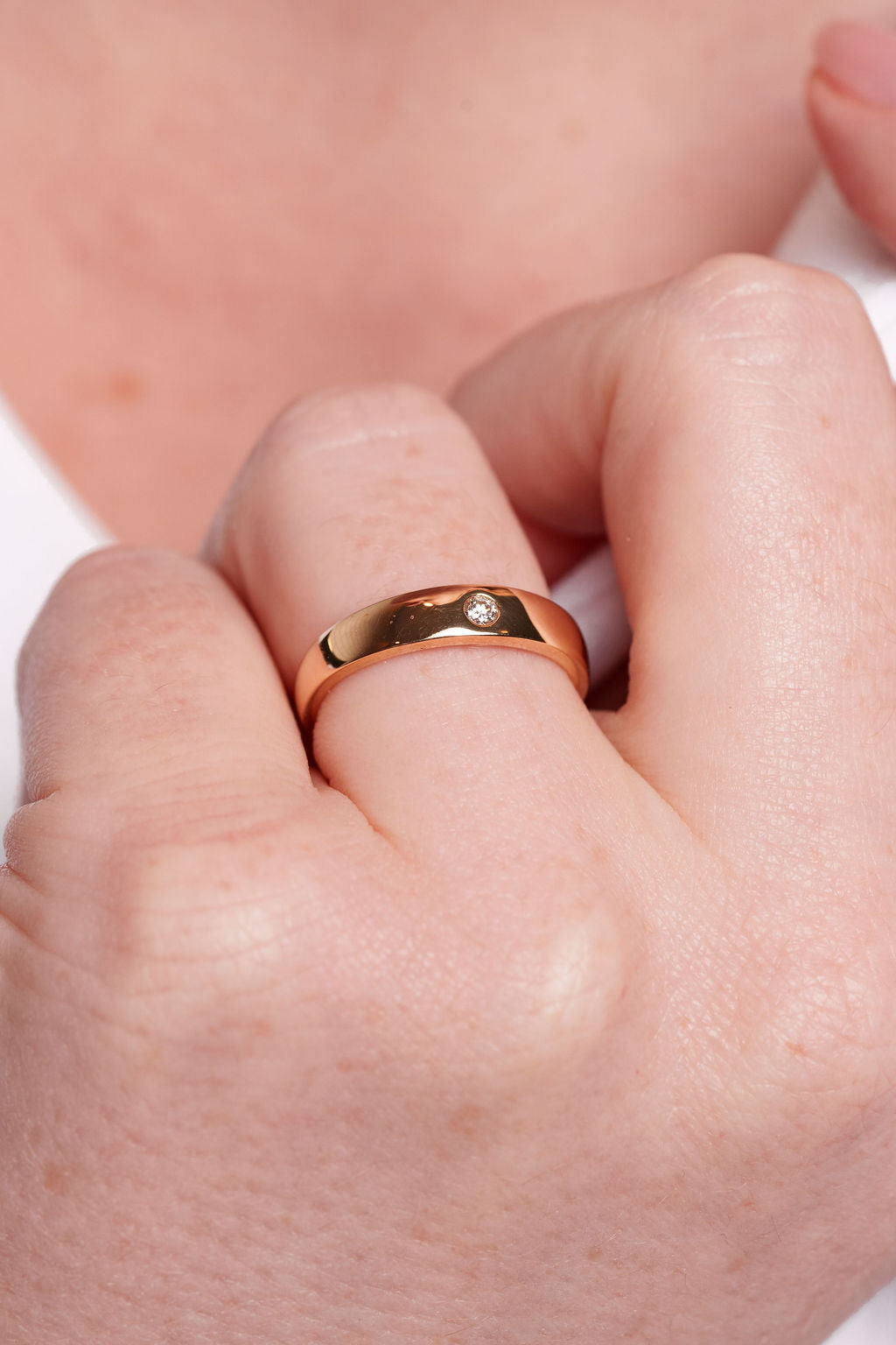 Single Diamond Dome Ring