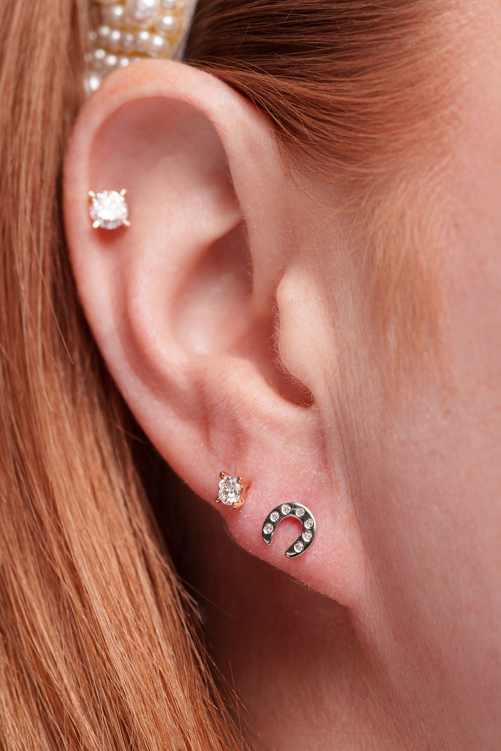Diamond Horseshoe Studs