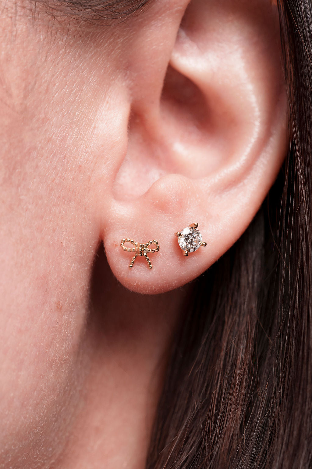 Gold Bow Stud Earrings