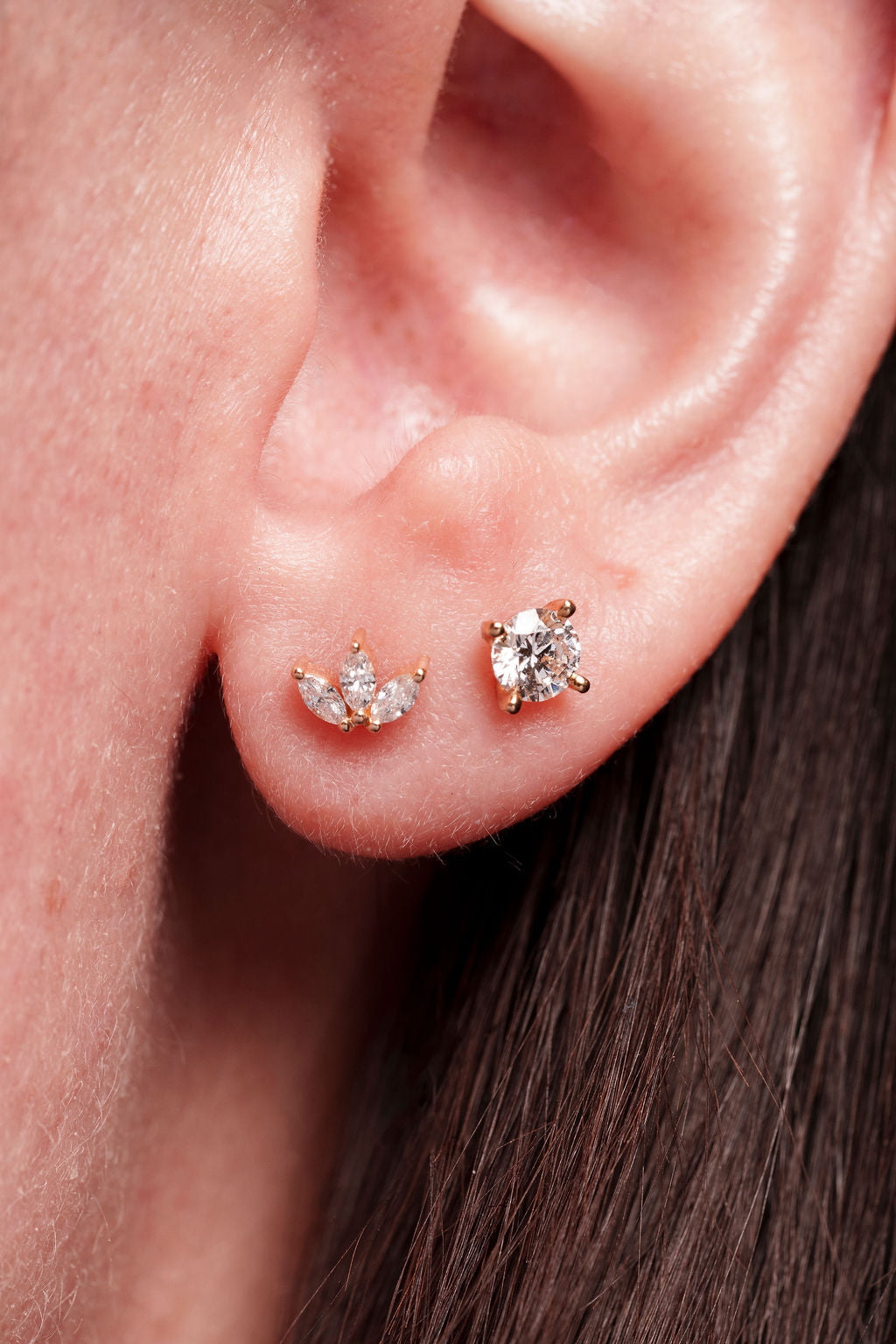 3-Stone Marquise Stud Earrings