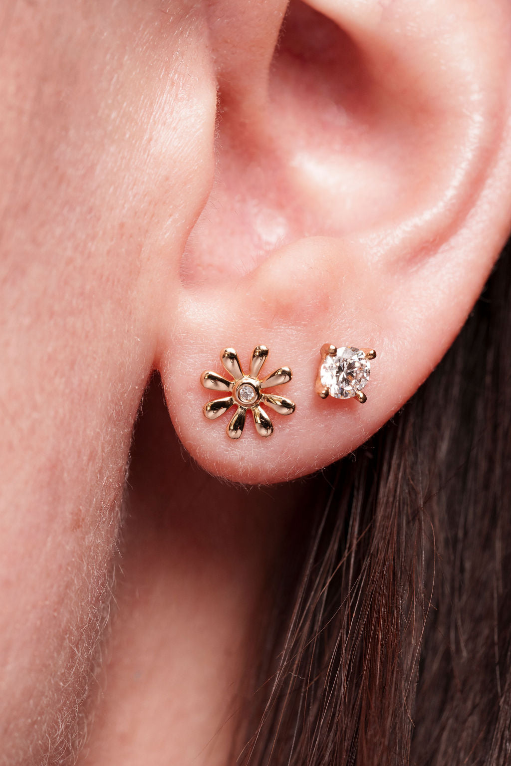 Flower Power Daisy Diamond Stud Earrings